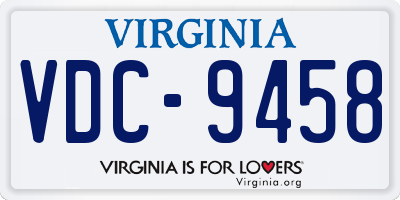 VA license plate VDC9458