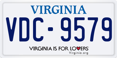 VA license plate VDC9579
