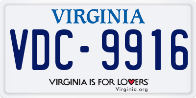 VA license plate VDC9916
