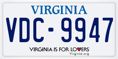 VA license plate VDC9947