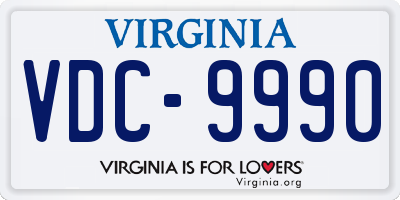 VA license plate VDC9990
