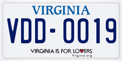VA license plate VDD0019