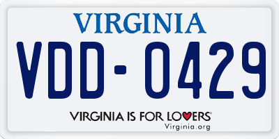 VA license plate VDD0429
