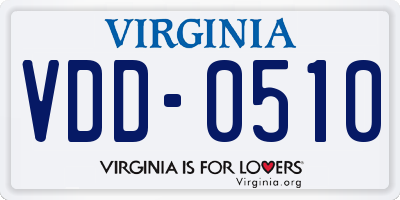VA license plate VDD0510