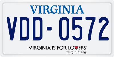 VA license plate VDD0572