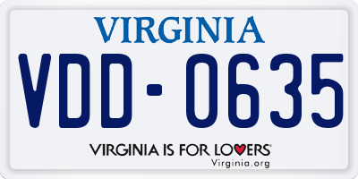 VA license plate VDD0635