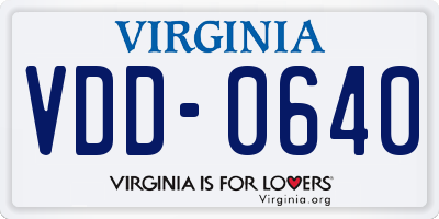 VA license plate VDD0640
