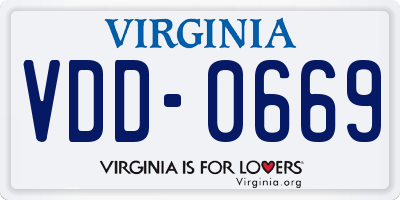 VA license plate VDD0669