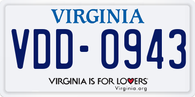 VA license plate VDD0943