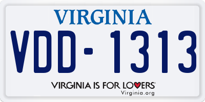 VA license plate VDD1313