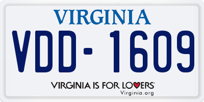 VA license plate VDD1609