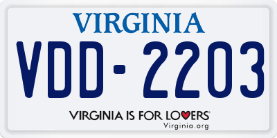 VA license plate VDD2203