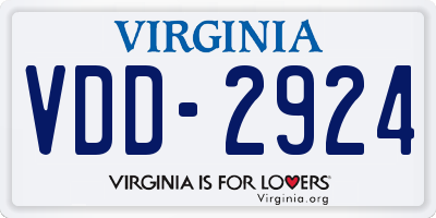 VA license plate VDD2924
