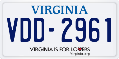 VA license plate VDD2961