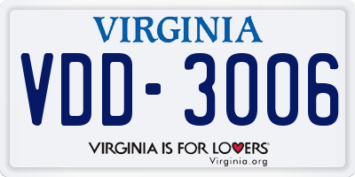 VA license plate VDD3006