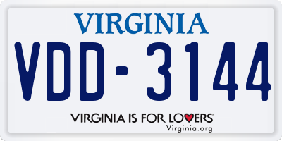 VA license plate VDD3144