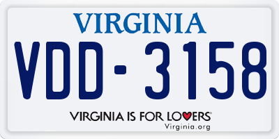 VA license plate VDD3158