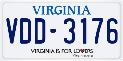 VA license plate VDD3176