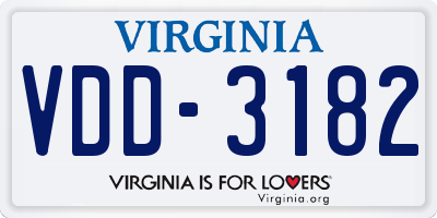 VA license plate VDD3182
