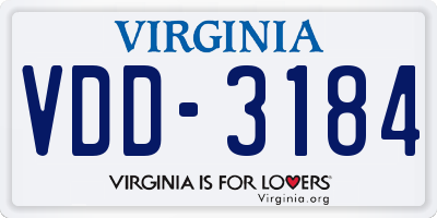 VA license plate VDD3184