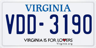 VA license plate VDD3190