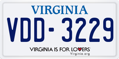 VA license plate VDD3229
