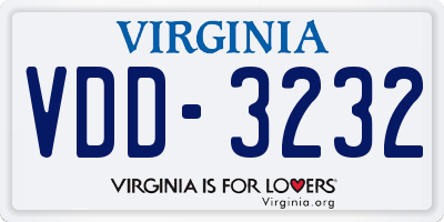VA license plate VDD3232