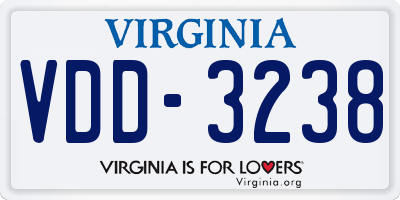 VA license plate VDD3238