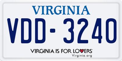 VA license plate VDD3240