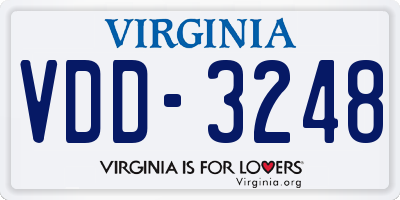 VA license plate VDD3248