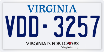 VA license plate VDD3257