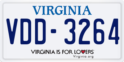 VA license plate VDD3264