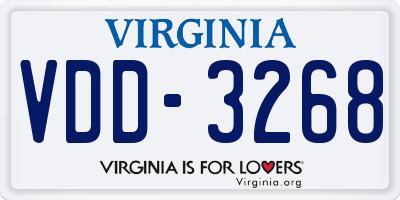 VA license plate VDD3268