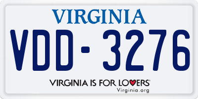 VA license plate VDD3276
