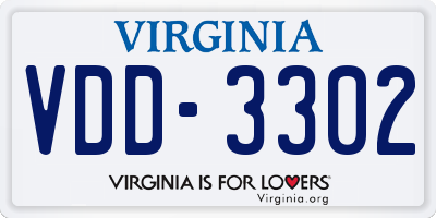 VA license plate VDD3302