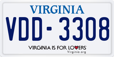 VA license plate VDD3308