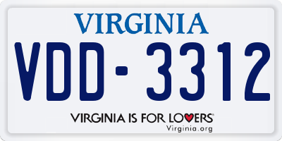 VA license plate VDD3312