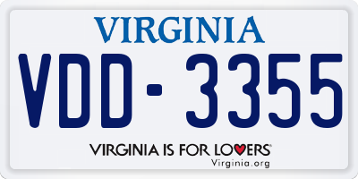 VA license plate VDD3355