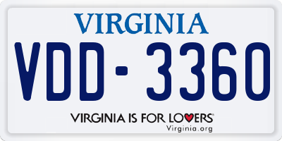 VA license plate VDD3360