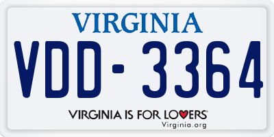 VA license plate VDD3364