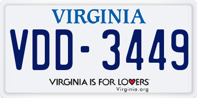 VA license plate VDD3449
