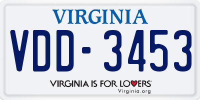 VA license plate VDD3453