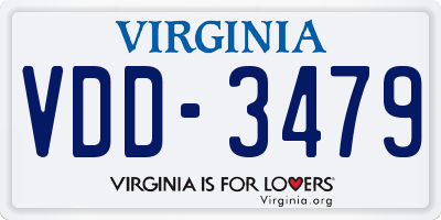 VA license plate VDD3479