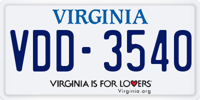 VA license plate VDD3540