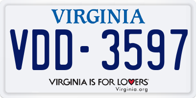 VA license plate VDD3597