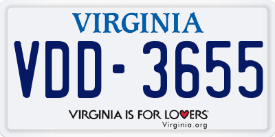 VA license plate VDD3655