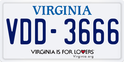 VA license plate VDD3666