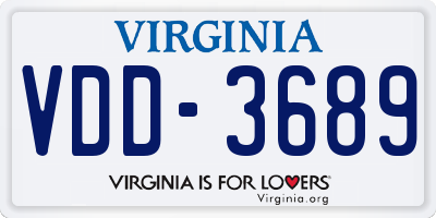 VA license plate VDD3689