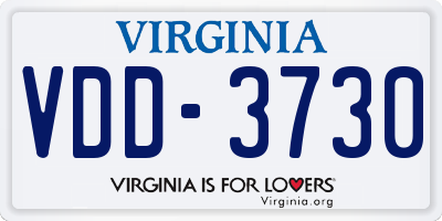 VA license plate VDD3730