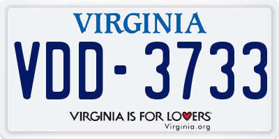 VA license plate VDD3733